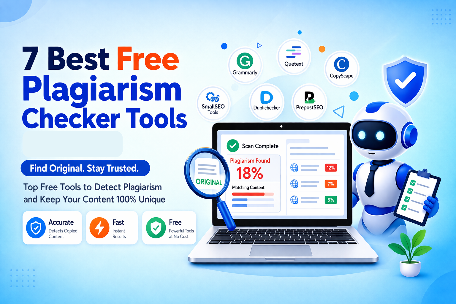 Best free plagiarism checker tools to detect duplicate content online